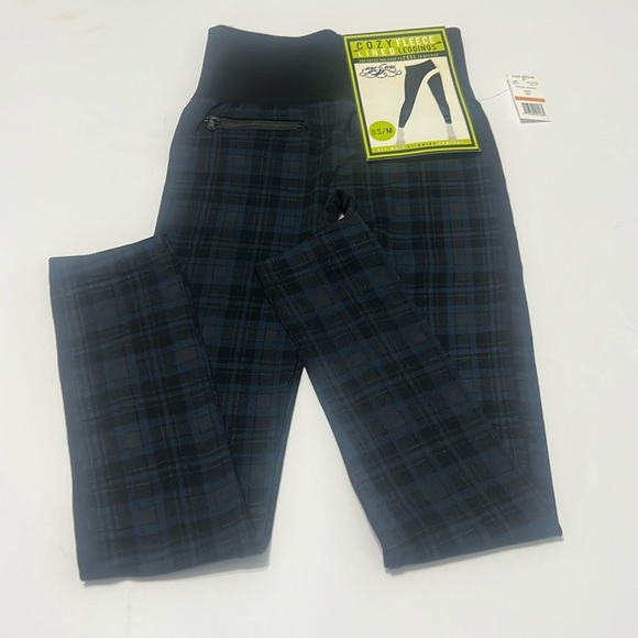 Von Maur cozy fleece lined leggings size small plaid with pockets - Picture 1 of 6